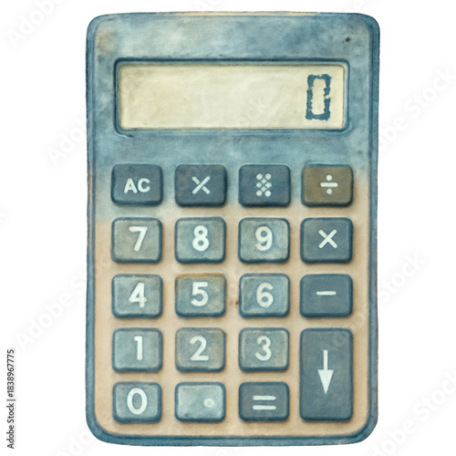 Vintage Calculator: The iconic vintage calculator stands as a symbol of calculation, a reminder of the timeless methods used in the business world, standing out against a bright backdrop.
