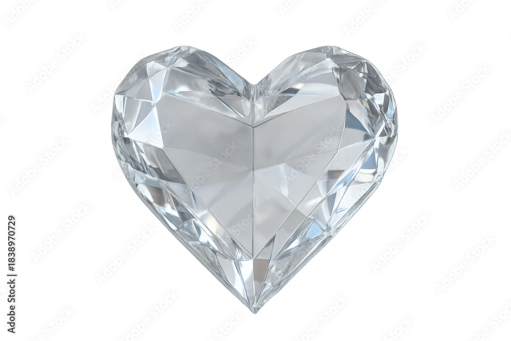 Fototapeta premium Heart shaped diamond gemstone transparent background