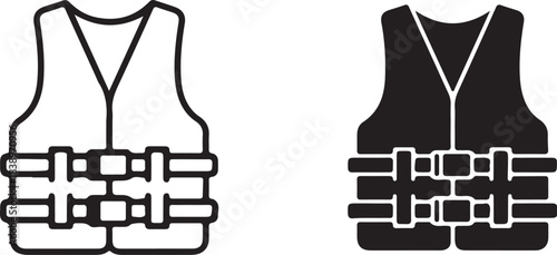Life Vest Icon Outline and Solid Silhouette for Safety and Water Sports vector illustration on transparent background