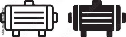 Industrial Transformer Icon Outline and Solid Silhouette for Power and Energy vector illustration on transparent background