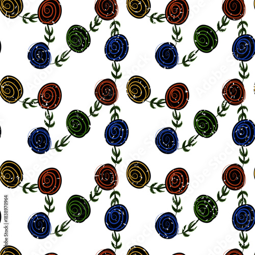 geometric fullcolor flowers pattern background texture and art print design