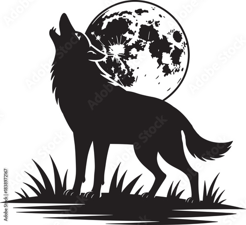 wolf howling at the moon