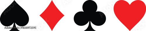Classic Playing Card Suit Symbols for Games, Casino Interfaces, Poker Themes, Visual Design, and Iconographic Representation of Card Suits