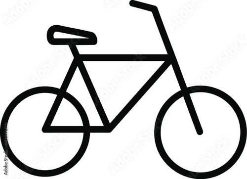 Stylized Black and White Bicycle Line Drawing Featuring Bold Circular Wheels, Triangular Frame, Minimalist Seat, Handlebar – Iconic Transport Symbol