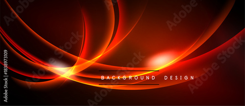Abstract red energy lines form dynamic background. Bright glow emanates from central point, creating modern design.
