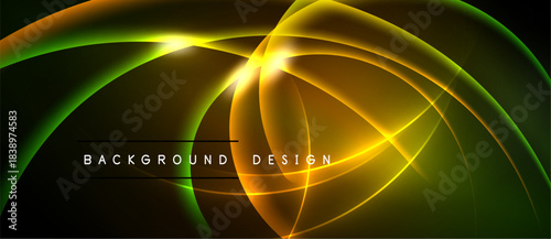 Abstract neon lines create dynamic glowing curves. Bright colors blend, forming futuristic background design. Smooth gradients enhance visual impact.