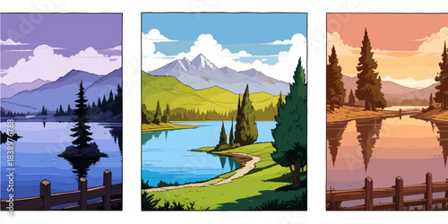 Top-down view vector collection of garden landscape assets featuring a rectangular swimming pool, wooden decking, rocks, and various green bushes, perfect for game map design and architectural plannin