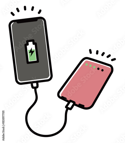 モバイルバッテリーでスマホを充電_カラー