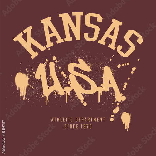 Retro typography university united states state vintage slogan print, 
highlighted grunge texture for graphic t-shirt or sweatshirt hoodie - Vector
