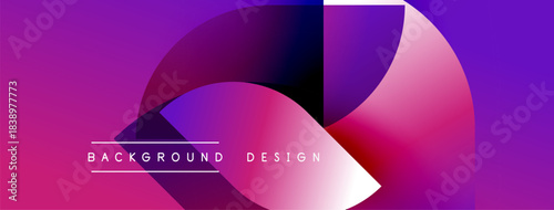 Abstract vibrant design. Smooth gradients create flowing shapes, purple hues dominate composition. Minimal text present, modern aesthetic.