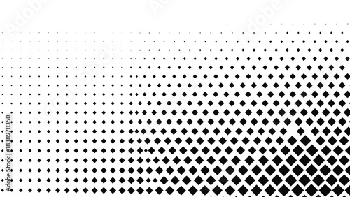 Abstract Geometric Halftone Diamond Pattern in Black and White with Gradient Effect