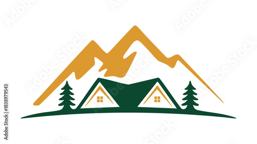 Mountain properties and green homes. Vector