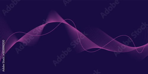 abstract glowing wave lines on dark blue background. dynamic wave pattern. modern flowing wavy lines. futuristic technology concept. suit for banner, poster, cover, brochure,eps.10
