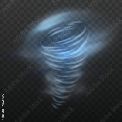 Realistic tornado swirl storm, hurricane wind vortex, vector 3D cyclone twister storm, whirlwind air vortex funnel