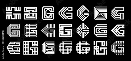 Luxury line decorative letter G logo set