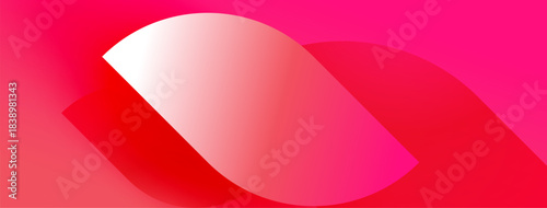 Abstract design features vibrant pink, red gradients. Rounded shape dominates central space, creating modern aesthetic. Black background emphasizes color contrast.
