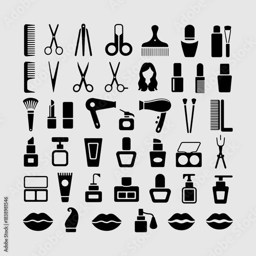 Beauty Toolkit Collection: An array of cosmetic tools and beauty essentials, artfully arranged to showcase the art of self-care and style. This image is a celebration of the beauty ritual