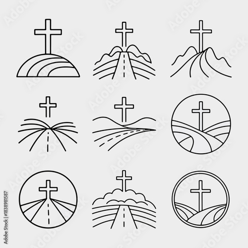 Cross Symbol Collection: A collection of simple cross symbols in various settings and designs, evoking the spirit of faith, hope, and salvation.