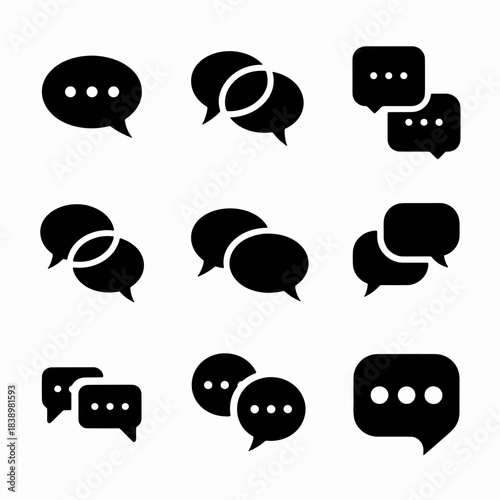 Communication Icons: a collection of minimalistic speech bubbles, each hinting at dialogue, interaction, and the act of conversation. Perfectly capturing the essence of chat, discussion.
