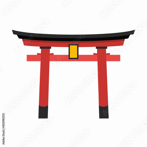 Traditional red japanese torii gate illustration