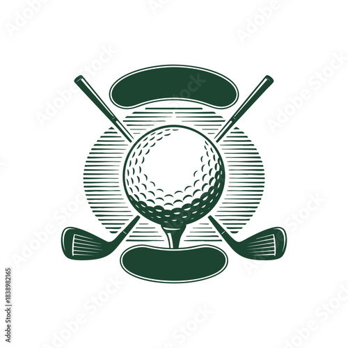 Golf sport emblem with clubs and ball Vector