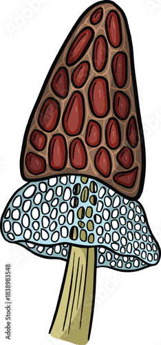 Fun Cartoon Mushroom Toadstool Character Vector Illustration