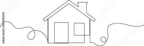 Minimalist house drawing in one continuous line, architectural concept Vector