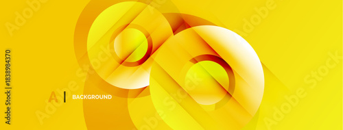 Bright yellow abstract design. Overlapping circles create dynamic visual effect. Modern, clean aesthetic suitable for backgrounds.