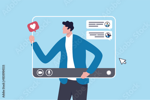 Online meeting conference, virtual or remote work on internet network, communicate with team via teleconference call, office or colleague distant work, businessman with conference software screen.