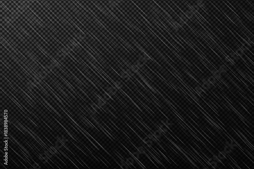 Realistic falling rain effect on a transparent black background.