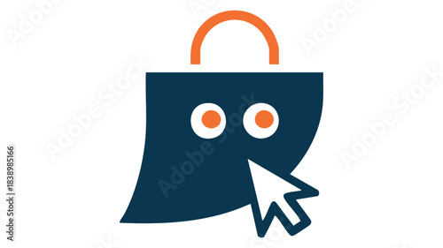 Online shopping bag and mouse icon