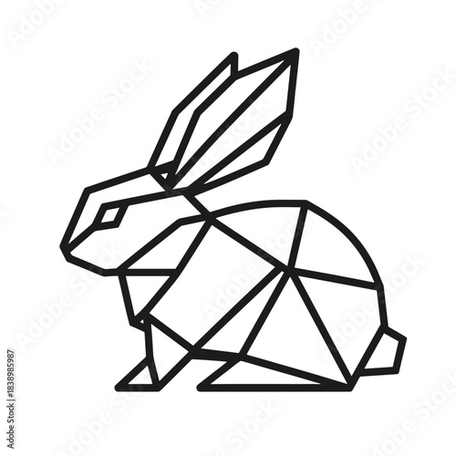 Geometric rabbit illustration in modern minimalist style, isolated polygonal rabbit