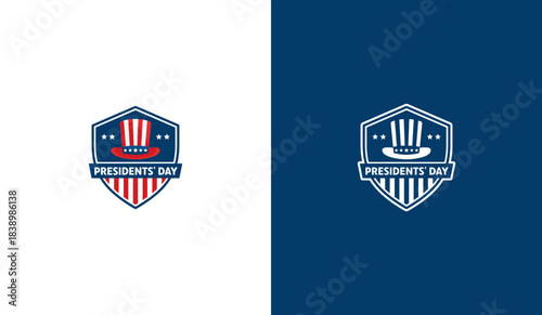 United States President's Day logo. Shield design with Uncle Sam hat. Happy President's Day USA template