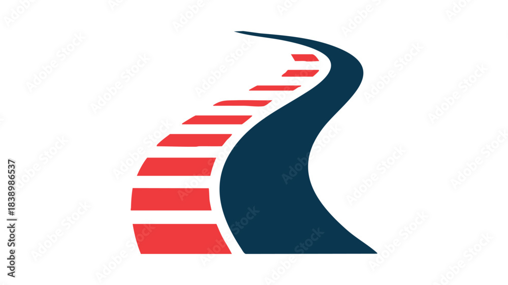 Obraz premium Winding road with red steps progress
