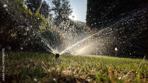 Fototapeta Naklejka Na Ścianę i Meble -  the sprinkler spraying water on the lawn
