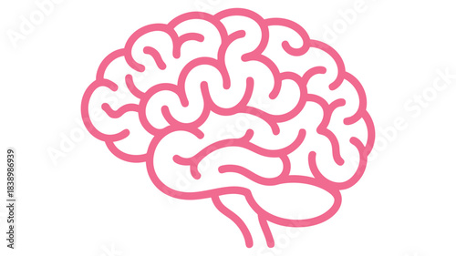 Pink human brain outline icon design