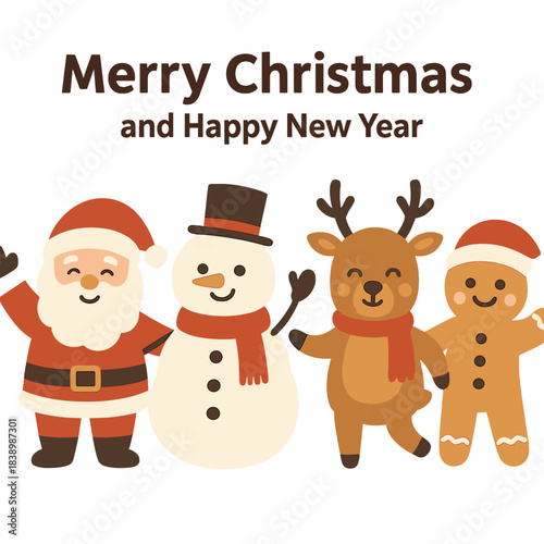 Enchanting festive figures send greetings of a merry Christmas and a happy New Year