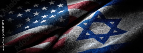 Flags of the United States and Israel placed together showing close ties and friendship between the nations