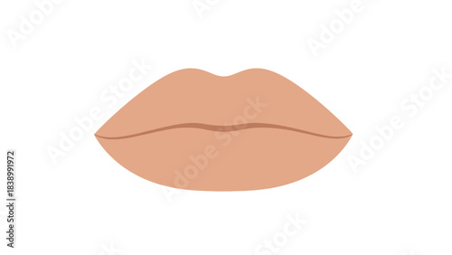 Illustration of closed slightly parted nudecolored lips with a darker line defining the mouth