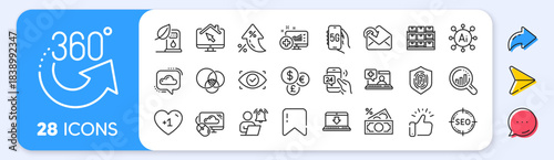 Storage, Medical analytics and Euler diagram line icons. Interest rate, AI generate, Inflation icons. Pack of 24h service, Internet downloading, Biometric eye icon. Vector