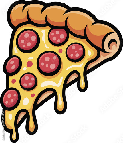 Delicious pizza slice illustration with vibrant colors