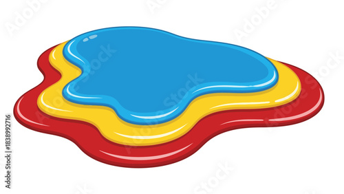 Layered spilled primary colors in liquid form blue yellow and red