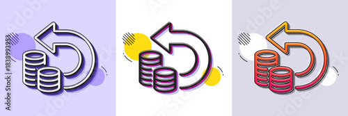 Cash back line icon. Halftone dotted pattern. Gradient icon with grain shadow. Return money sign. Bank benefits symbol. Line cash back icon. Various designs. Vector