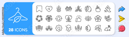 Organic cosmetics line icons. Interest rate, AI generate, Inflation icons. No alcohol free, synthetic fragrance. Slow fashion, sustainable textiles icons. Fair trade, eco organic cosmetics. Vector