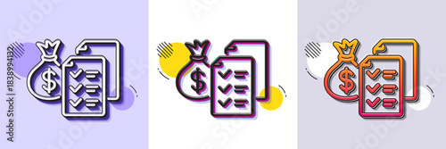 Accounting wealth line icon. Halftone dotted pattern. Gradient icon with grain shadow. Audit report sign. Check finance symbol. Line accounting wealth icon. Various designs. Vector