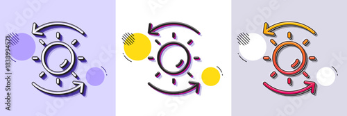 Sun protection line icon. Halftone dotted pattern. Gradient icon with grain shadow. Uv protect sign. Sunscreen effect symbol. Line sun protection icon. Various designs. Vector