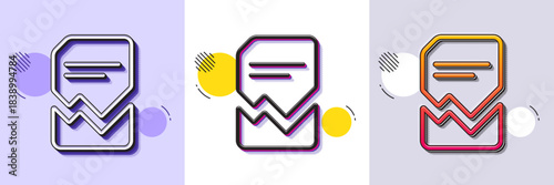 Corrupted Document line icon. Halftone dotted pattern. Gradient icon with grain shadow. Bad File sign. Paper page concept symbol. Line corrupted file icon. Various designs. Vector
