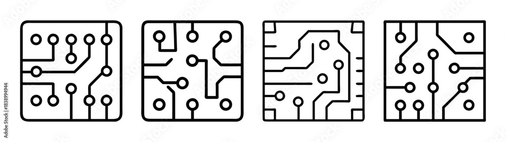 Fototapeta premium Minimalist microchip circuit patterns for modern tech design.