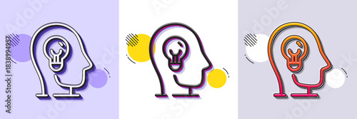 Mental health line icon. Halftone dotted pattern. Gradient icon with grain shadow. Brain idea sign. Psychology therapy symbol. Line mental health icon. Various designs. Vector