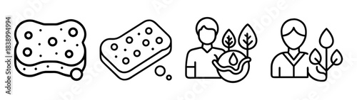 Eco-friendly cleaning sponges, nature, environmental care icons